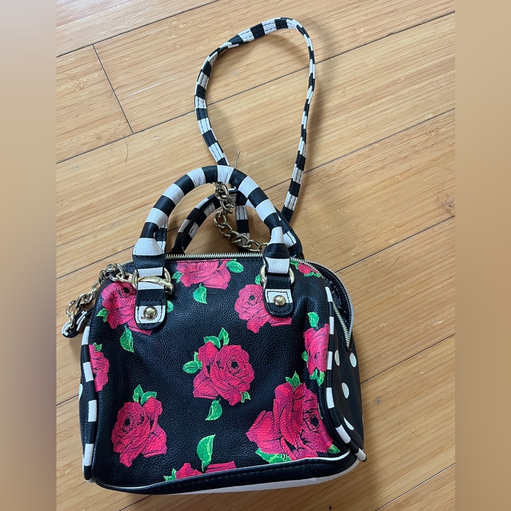 Betsy Johnson Black Floral Mini Bag - Picture 2 of 4